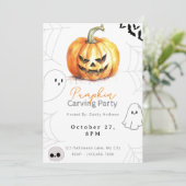 Jack-O' Lantern Pompoen Carving Party Kaart (Staand voorkant)