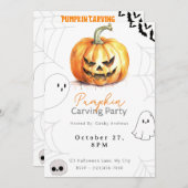 Jack-O' Lantern Pompoen Carving Party Kaart (Voorkant / Achterkant)