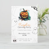 Jack-O' Lantern Pompoen Carving Party Kaart (Staand voorkant)