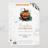 Jack-O' Lantern Pompoen Carving Party Kaart (Voorkant / Achterkant)