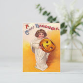 Jack O Lantern Pompoen Geest Kind Briefkaart (Staand voorkant)
