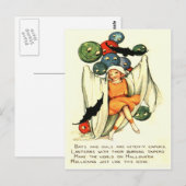 Jack O Lantern Pompoen Geest Meisje Briefkaart (Voorkant / Achterkant)