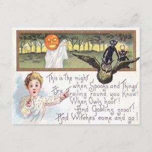 Jack O' Lantern Pompoen Geest Uil Kobold Briefkaart