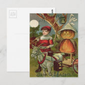 Jack O' Lantern Pompoen Geit Vollemaan Briefkaart (Voorkant / Achterkant)