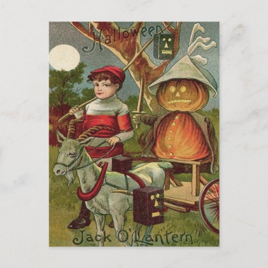 Jack O' Lantern Pompoen Geit Vollemaan Briefkaart (Voorkant)