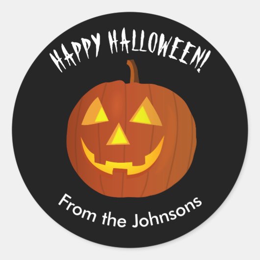 Jack O Lantern Pompoen Gelukkig Halloween Ronde Sticker (Voorkant)