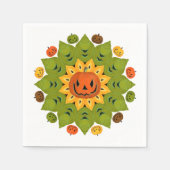 Jack-O-Lantern Pompoen Halloween Bloem Servet (Voorkant)
