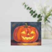 Jack-O-Lantern Pompoen Halloween Watercolor Feestdagenkaart (Staand voorkant)