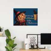 Jack O' Lantern Pompoen Heks Pijp Poster (Thuiskantoor)