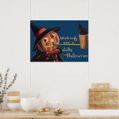 Jack O' Lantern Pompoen Heks Pijp Poster (Keuken)