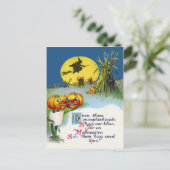 Jack O Lantern Pompoen Heks Volle Maan Hooiopper Briefkaart (Staand voorkant)