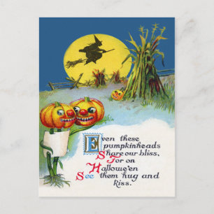 Jack O Lantern Pompoen Heks Volle Maan Hooiopper Briefkaart