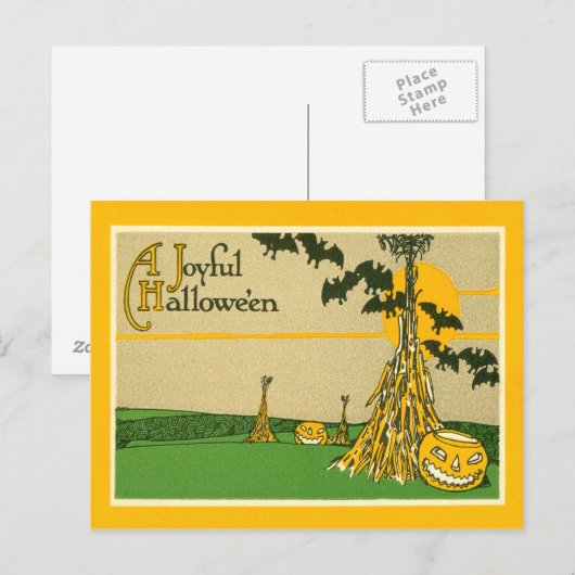Jack O' Lantern Pompoen Hooioppervlindermuis Briefkaart (Voorkant / Achterkant)