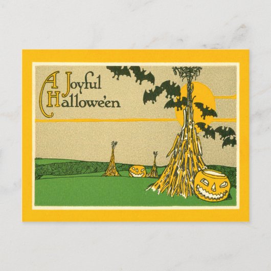 Jack O' Lantern Pompoen Hooioppervlindermuis Briefkaart (Voorkant)