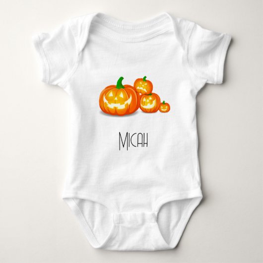 Jack-O-Lantern Pompoen Monogram Naam Romper (Voorkant)