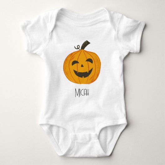 Jack-O-Lantern Pompoen Monogram Naam Romper (Voorkant)