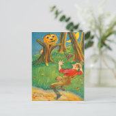 Jack O Lantern Pompoen Monster Halve Maan Briefkaart (Staand voorkant)