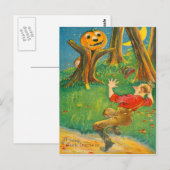 Jack O Lantern Pompoen Monster Halve Maan Briefkaart (Voorkant / Achterkant)