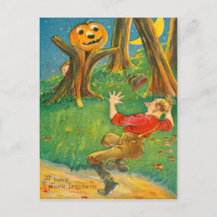 Jack O Lantern Pompoen Monster Halve Maan Briefkaart