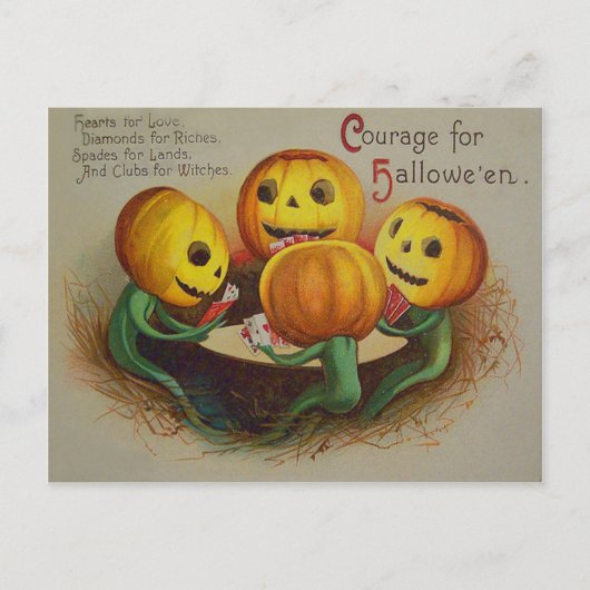 Jack O' Lantern Pompoen Speelkaarten Poker Briefkaart (Voorkant)