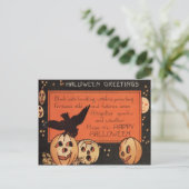 Jack O' Lantern Pompoen Uil Sterren Briefkaart (Staand voorkant)