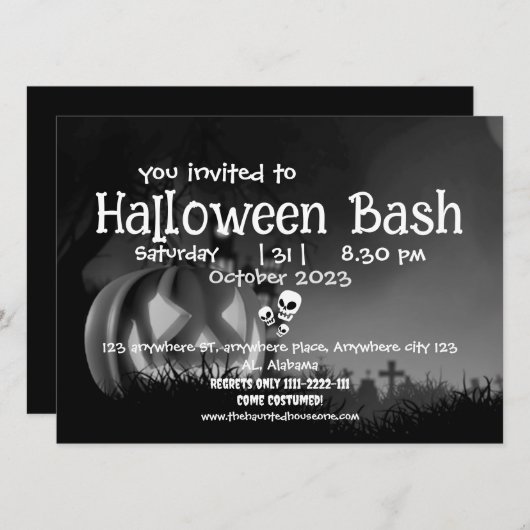 Jack o Lantern | Pompoen Volwassen Halloween feest Kaart (Voorkant / Achterkant)