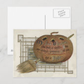 Jack O' Lantern Pompoen Witch's Broom Briefkaart (Voorkant / Achterkant)