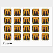 Jack O Lantern Pompoen Zwarte Kat Vierkante Sticker (Vel)