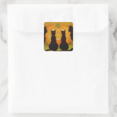Jack O Lantern Pompoen Zwarte Kat Vierkante Sticker (Tas)