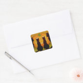Jack O Lantern Pompoen Zwarte Kat Vierkante Sticker (Envelop)