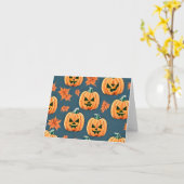Jack-o'-lantern Pompoenen Kaart (Gele Bloem)