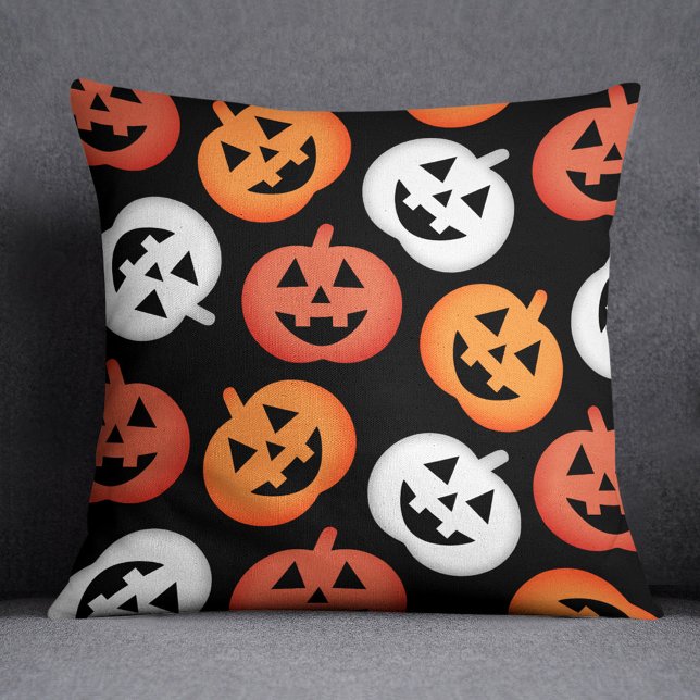 Jack O Lantern Pompoenen Zwarte Halloween Kussen (Creator heeft geüpload)