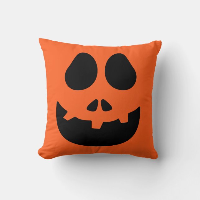 Jack O Lantern Pompoengezicht Worpkussen Kussen (Voorkant)