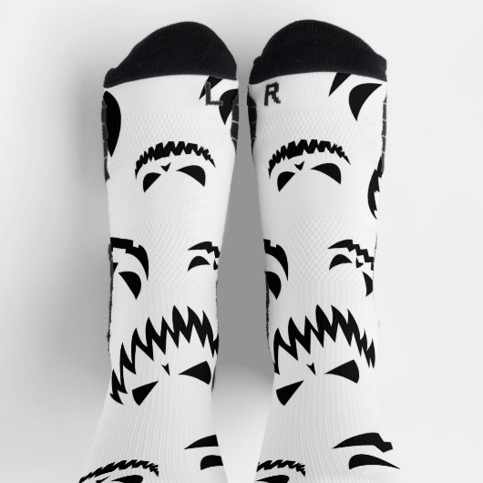 Jack O Lantern Pompoengezicht Zwart en Wit Sokken (Top)