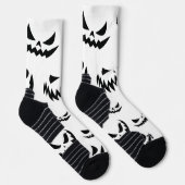 Jack O Lantern Pompoengezicht Zwart en Wit Sokken (Rechts)