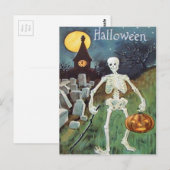 Jack O' Lantern Pompoenskelet Begraafplaats Briefkaart (Voorkant / Achterkant)