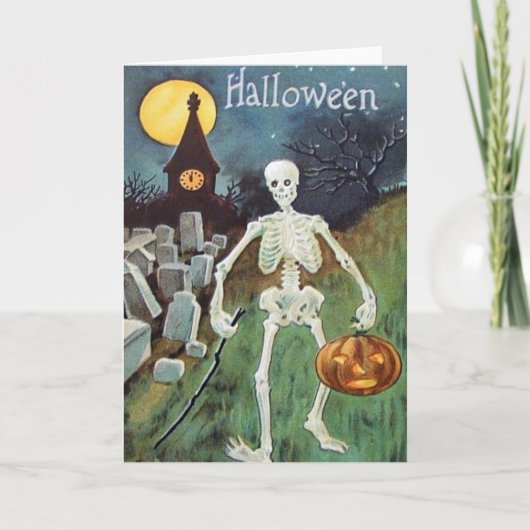 Jack O' Lantern Pompoenskelet Begraafplaats Kaart (Voorkant)
