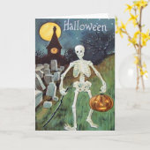 Jack O' Lantern Pompoenskelet Begraafplaats Kaart (Gele Bloem)