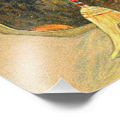 Jack O Lantern Pumpkin Broom Dance Woman Foto Afdruk (Hoek)