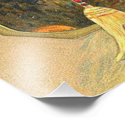 Jack O Lantern Pumpkin Broom Dance Woman Foto Afdruk (Hoek)