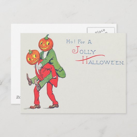 Jack O' Lantern Pumpkin Creature Piggyback Briefkaart (Voorkant / Achterkant)