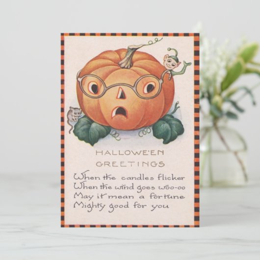 Jack O Lantern Pumpkin Elf Mouse Poem (Staand voorkant)