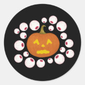 Jack-o-Lantern Pumpkin en oogbollen in het donker Ronde Sticker (Voorkant)
