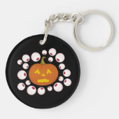 Jack-o-Lantern Pumpkin en oogbollen in het donker Sleutelhanger (Achterkant)