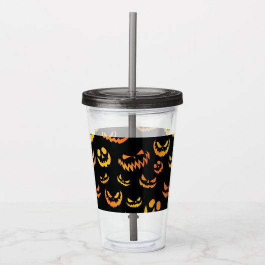 Jack O Lantern Pumpkin Face Acryl Drinkbeker (Voorkant)
