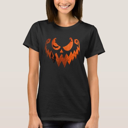 Jack O Lantern Pumpkin Face And Evil Face Monster  T-shirt (Voorkant)