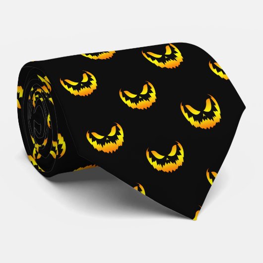 Jack O Lantern Pumpkin Face Gradient Stropdas (Opgerold)