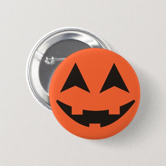 Jack O Lantern Pumpkin Face Halloween Button (Voorkant /achterkant)