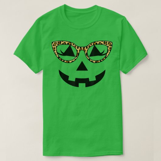 Jack O Lantern Pumpkin Face Hallowen Leopard T-shirt (Design voorkant)