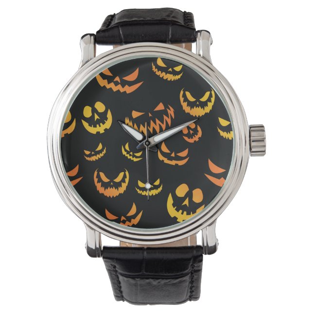 Jack O Lantern Pumpkin Face Horloge (Voorkant)